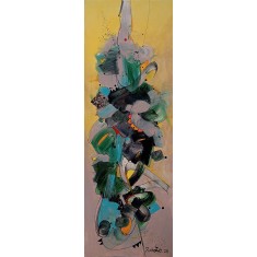 Zohaib Rind, 10 x 31 Inch, Acrylic on Paper, Abstract Painting, AC-ZR-328